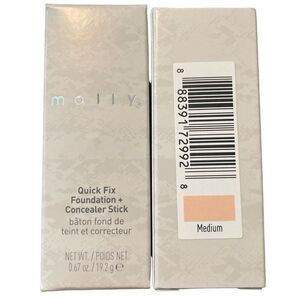 Lot of 2 Mally Quick‎ Fix Foundation + Concealer Makeup Medium Shade 0.67 Oz New